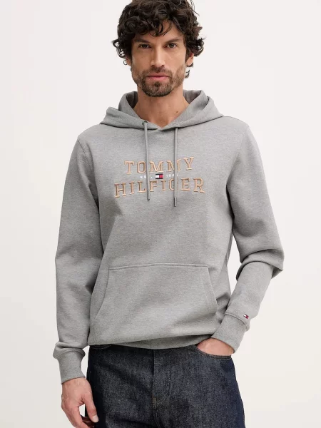 Tommy Hilfiger bluza z kapturem z aplikacją szary