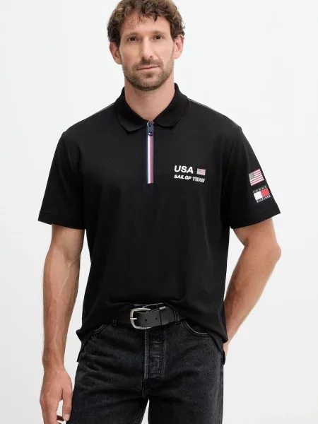 Tommy Hilfiger tricou polo x SAIL GP negru
