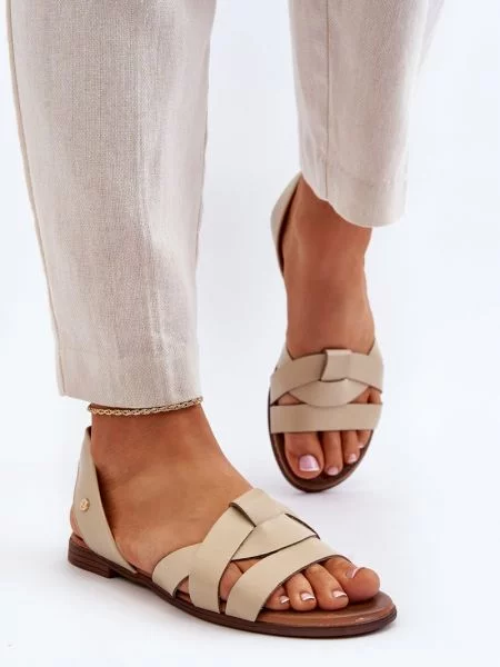 Usnjene hlačke slip Kesi bež
