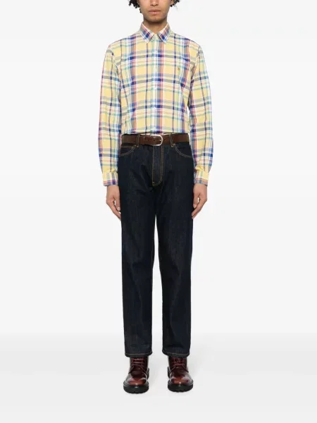 Polo majica Polo Ralph Lauren puplin karirana s printom crna