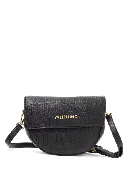 Lniana torebka Valentino Bags czarna