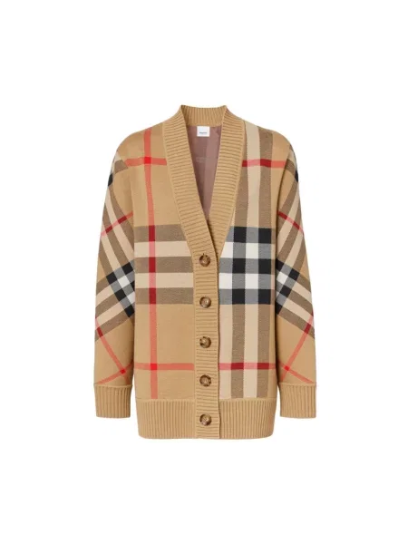 Kardigan Burberry w kratę beżowy