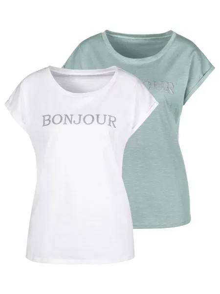 VIVANCE Tricou verde pastel / murdar alb