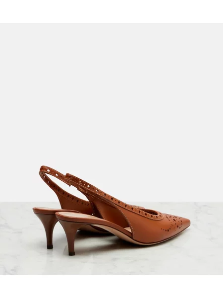 Pantofi cu toc Gianvito Rossi din piele slingback maro