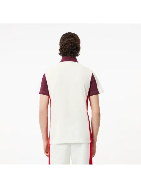 Lacoste Koszulka Polo Z Blokadą Koloru Regular Fit Czerwona biały