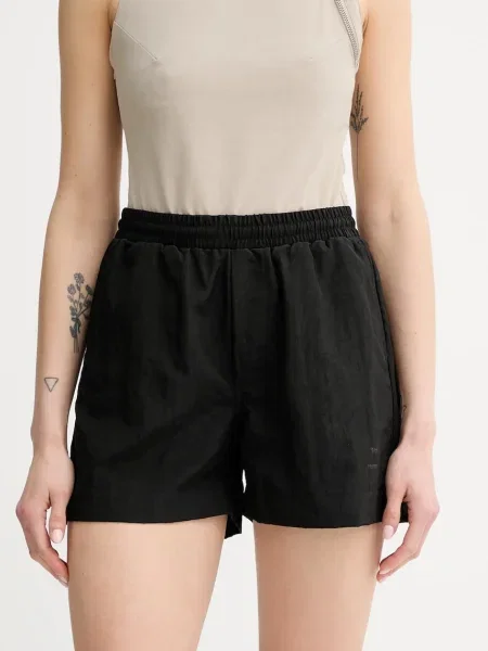 Won Hundred pantaloni scurți neted high waist negru