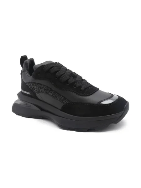 De piele sneakers negru