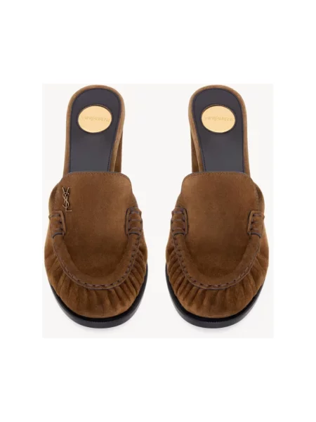 Klapki mules Saint Laurent brązowe