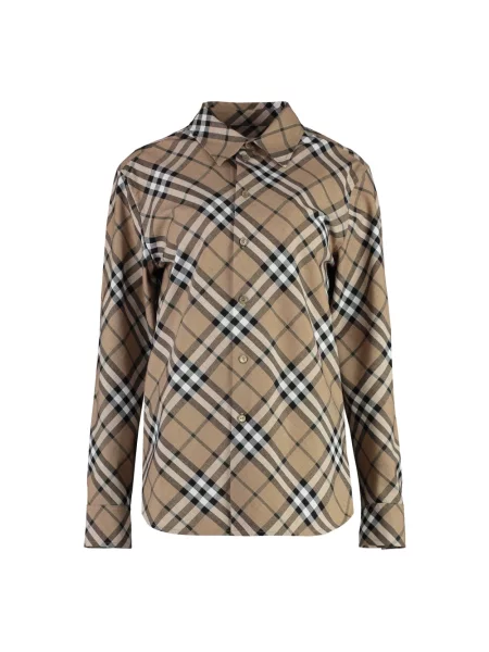 Koszula Burberry w kratkę wełniana beżowa