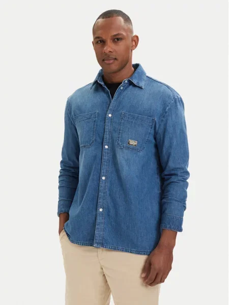 Džínová košile KARL LAGERFELD modrá