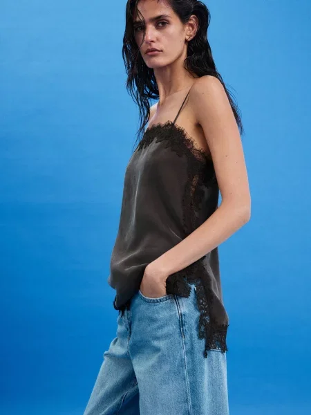 MANGO Top melírovaná hnedá