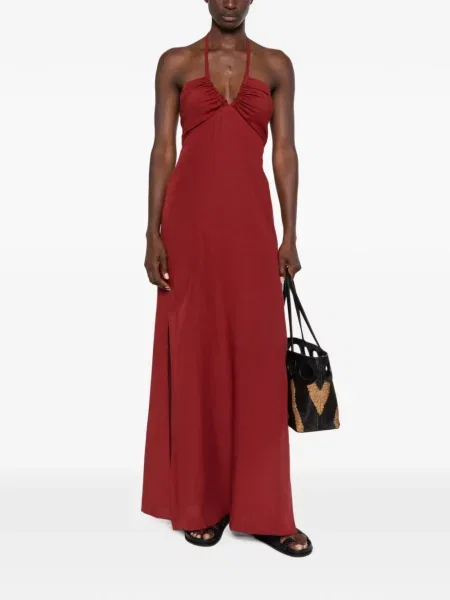 Rochie maxi Moutaki cu gât halter roșu