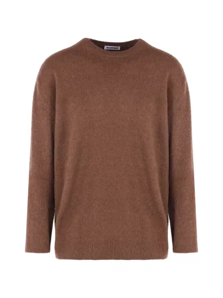 Pulover Jil Sander cu decolteu rotund maro