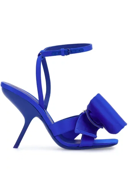 Sandale Ferragamo cu funde din satin albastru