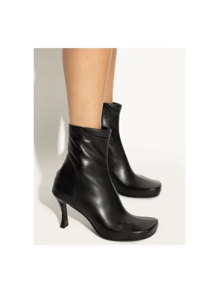 Lniane botki Balenciaga czarne