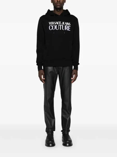 Суичър с качулка Versace Jeans Couture бродиран черно