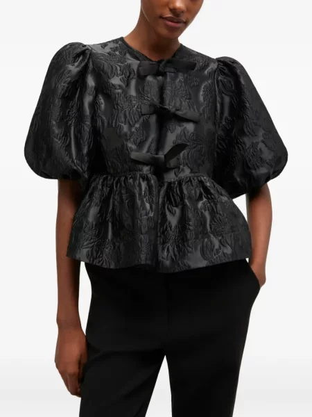Top Ganni cu funde negru