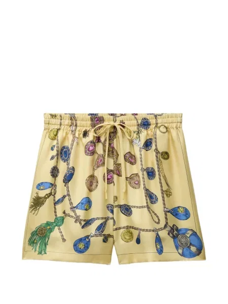 Pantaloni scurți Versace de mătase galben