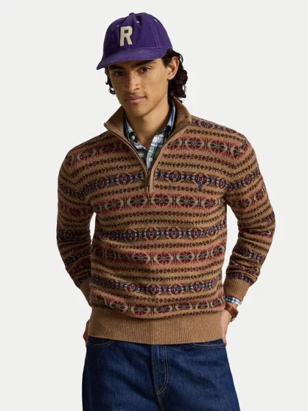 Polo Ralph Lauren Megztinis smėlio / tamsiai mėlyna raudona ruda