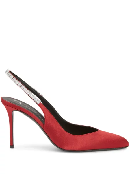 Pantofi cu toc Giuseppe Zanotti din satin de cristal roșu
