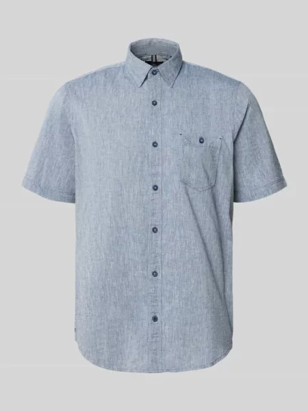 T-shirt o kroju regular fit z mieszanki bawełny Lerros granatowa