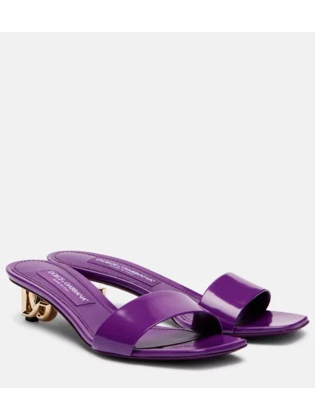 Usnjene mules Dolce&gabbana vijolična