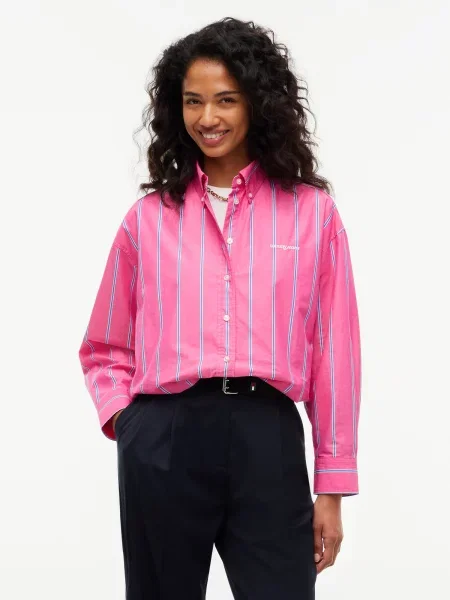 Tommy Jeans Blúzka nebesky modrá / ružová biela