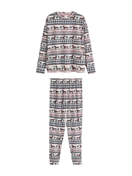 Next Pijama bleumarin / maro închis / roz alb