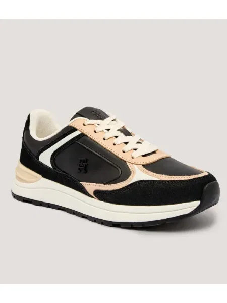 Tommy Hilfiger Teniși din piele casual FASHION RUNNER negru