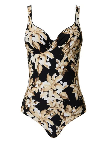 Costum de baie Twinset cu model floral cu imagine negru