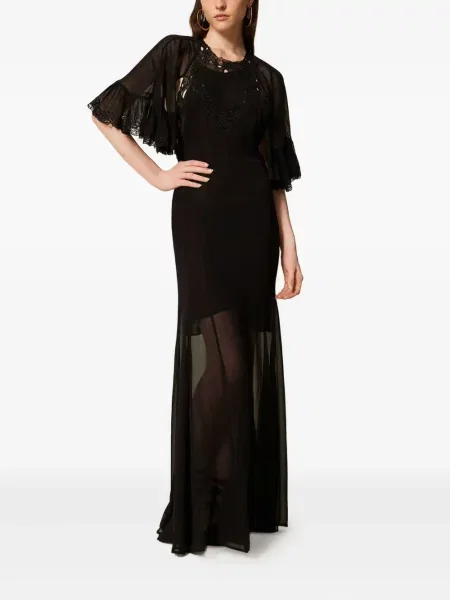 Rochie Twinset cu broderie de costum negru