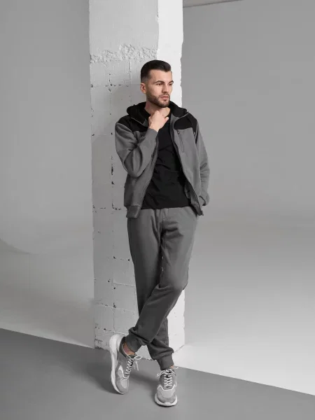 HANDY WEAR Club Спортивний костюм Сірий/чорний Бавовна/поліестер чорний