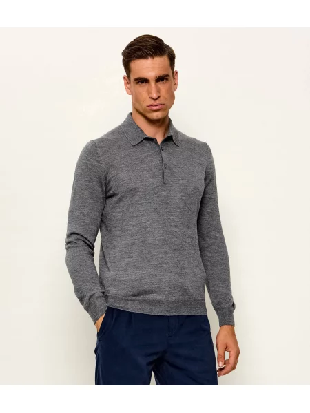 Tricou polo Gran Sasso de lână tenis gri