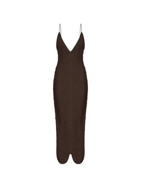 Rochie midi Bless cu decolteu în V maro