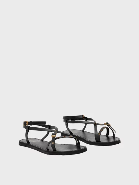 Кожаные босоножки Allsaints черные