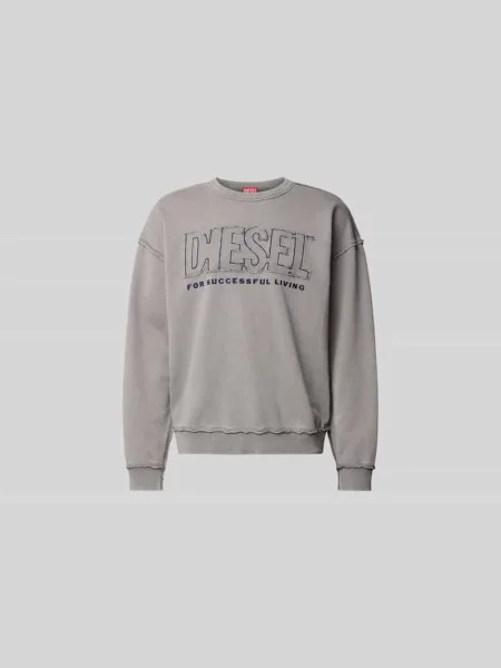 Bluza z detalem z logo Diesel szara