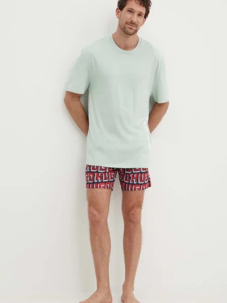 Футболка Hugo с принтом зеленая