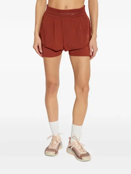 Pantaloni scurți Adidas By Stella Mccartney cu autograf maro
