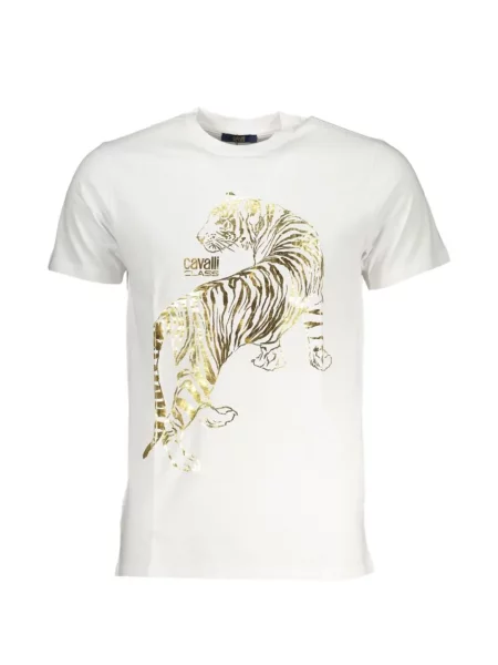 Tricou Cavalli Class cu imagine cu dungi de tigru alb