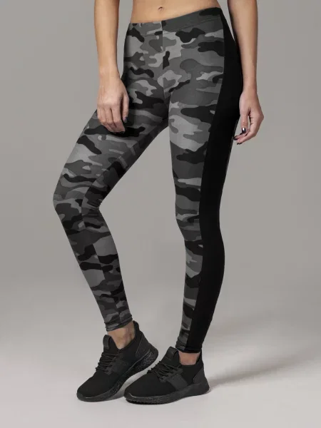 Leggings Urban Classics cu dungi negru