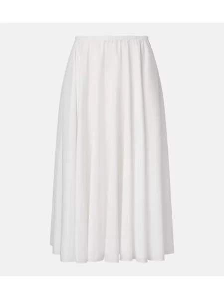 Fustă midi Norma Kamali cu talie înaltă până la genunchi alb