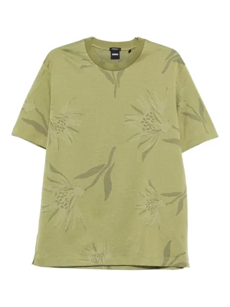 Tricou Boss cu model floral cu imagine verde