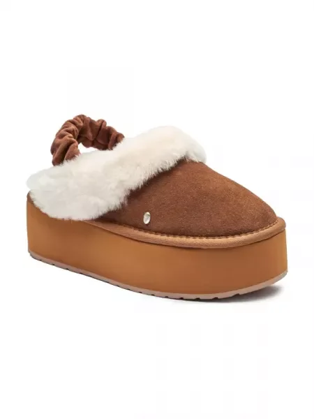 EMU Australia De piele mules încălțăminte Hartz cu adaos de lână maro