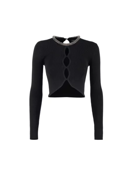 Top Nenette z kamieniami czarny