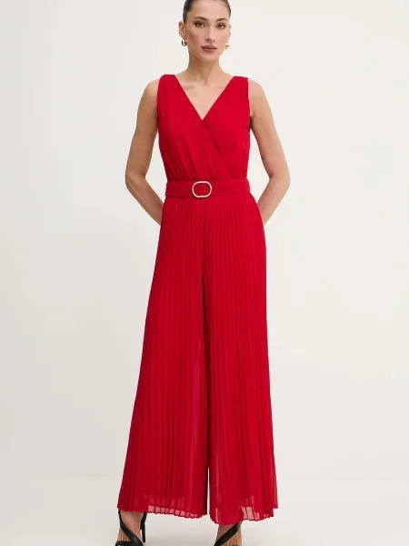 Morgan kombinezon PSAMARA z dekoltem w szpic PSAMARA czerwony