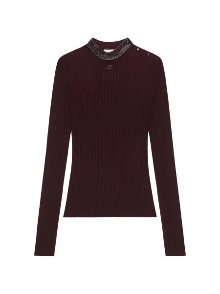 Gulerat pulover Courreges tricotate violet