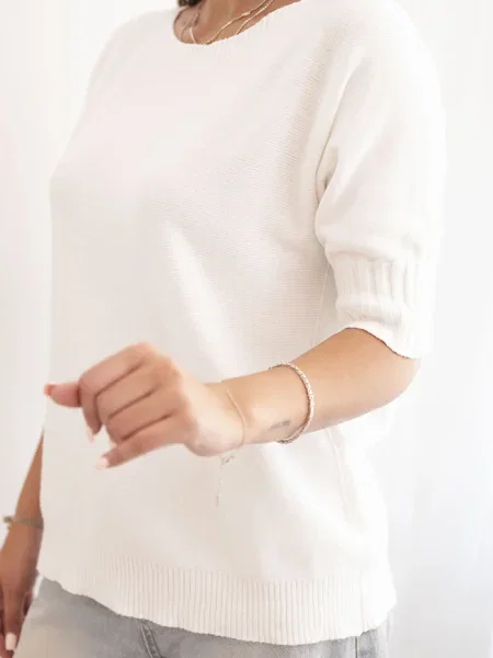 Sweter Kesi Włoski z krótkim rękawem biały