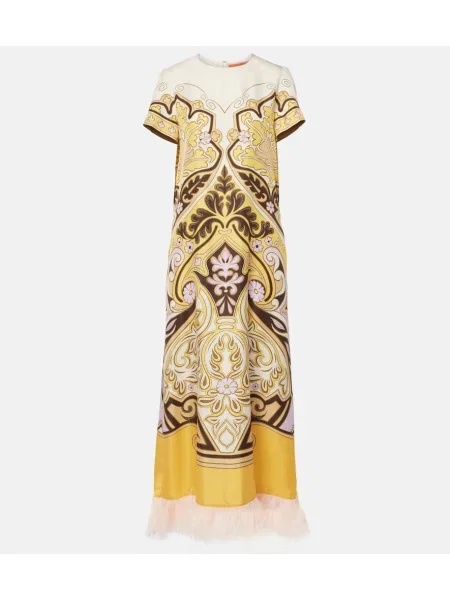 Rochie maxi La Doublej de mătase cu imagine de costum