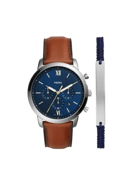 FOSSIL Analógové hodinky námornícka / hnedá / strieborná modrá