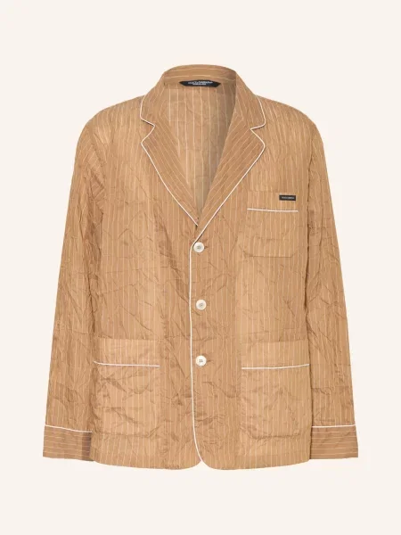 Dolce & Gabbana Sako Regular Fit Z Lnu / krémová hnědá